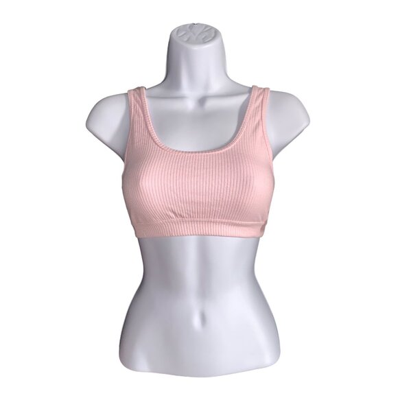 Auden Womens Pink Ribbed Scoop Neck Bralette Seamless Stretch Sports Bra Size XS - Picture 1 of 11